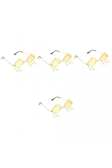 USHOBE 4 Pièces Lunettes De Soleil Lunettes Disco Verre Nuage Lunettes Sans Monture Nuage Lunettes Funky Mode Lunettes Pour F