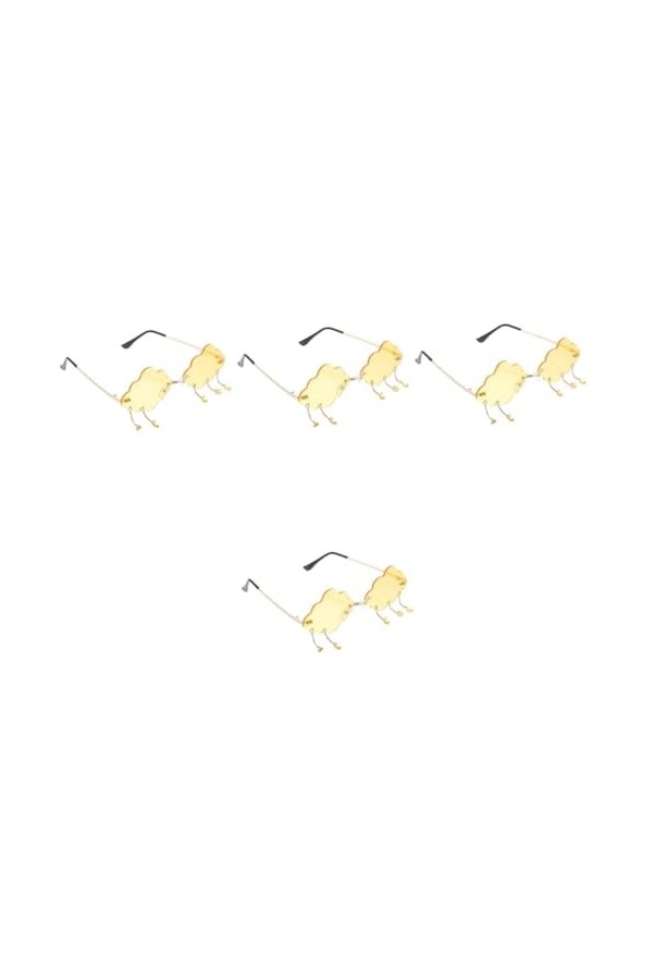 USHOBE 4 Pièces Lunettes De Soleil Lunettes Disco Verre Nuage Lunettes Sans Monture Nuage Lunettes Funky Mode Lunettes Pour F