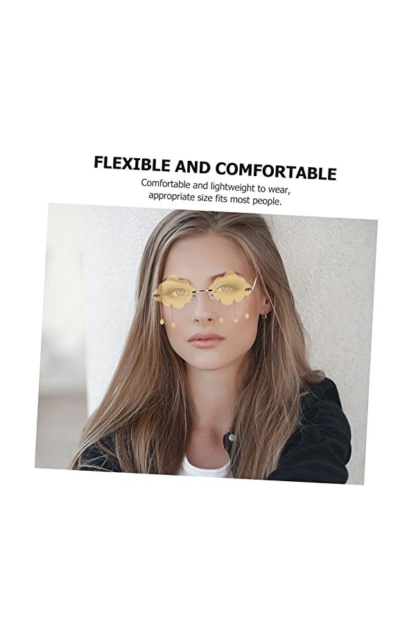 USHOBE 4 Pièces Lunettes De Soleil Lunettes Disco Verre Nuage Lunettes Sans Monture Nuage Lunettes Funky Mode Lunettes Pour F