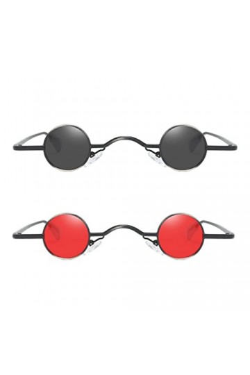 SOIMISS Lot de 2 petites lunettes de soleil rondes rétro polarisées pour femmes et hommes, Noir , 2