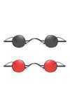 SOIMISS Lot de 2 petites lunettes de soleil rondes rétro polarisées pour femmes et hommes, Noir , 2