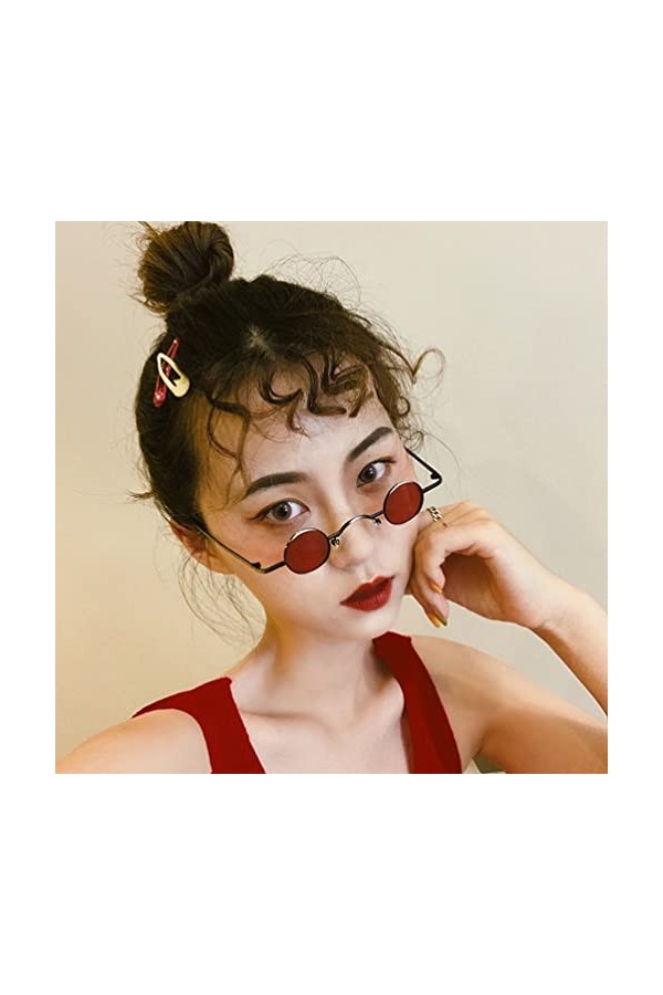 SOIMISS Lot de 2 petites lunettes de soleil rondes rétro polarisées pour femmes et hommes, Noir , 2