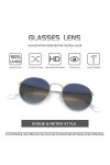 Global Glasses Lunettes de soleil rondes classiques en métal rétro lunettes de soleil de protection UV cadre gris clair lenti
