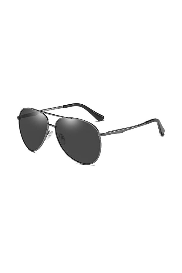 DUCO Lunettes de soleil aviateur polarisées pour homme et femme - Monture en métal - Protection UV 100 % 3025G, gris métallis
