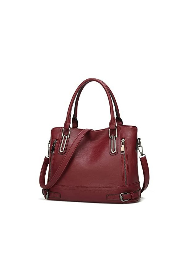 FANDARE Rétro Sac a Main Sacoche Femme Sacs Portés Epaule Cuir PU Étanche pour Achats Fête École Voyage Messenger Bags Brun