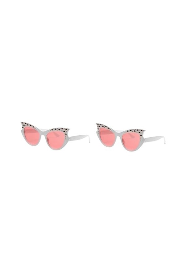 ABOOFAN 2Pcs Rivet Femmes Lunettes De Soleil À La Mode De Luxe Mode Lunettes De Soleil Mode Ronde Lunettes De Soleil Femmes P