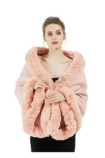 BEAUTELICATE Châle Étole En Fausse Fourrure Cape Veste En Laine Dagneau De Femme Mariage Hiver Soirée Mariée Cérémonie Fête 
