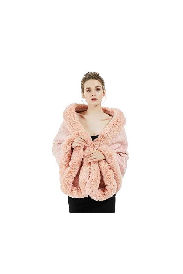 BEAUTELICATE Châle Étole En Fausse Fourrure Cape Veste En Laine Dagneau De Femme Mariage Hiver Soirée Mariée Cérémonie Fête 