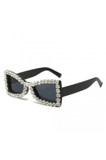 HCHES Punk Diamonds Cat Eye Lunettes de Soleil Femmes Hommes Lunettes de Soleil Femme UV400 Nuances Lunettes, 1, Taille Uniqu