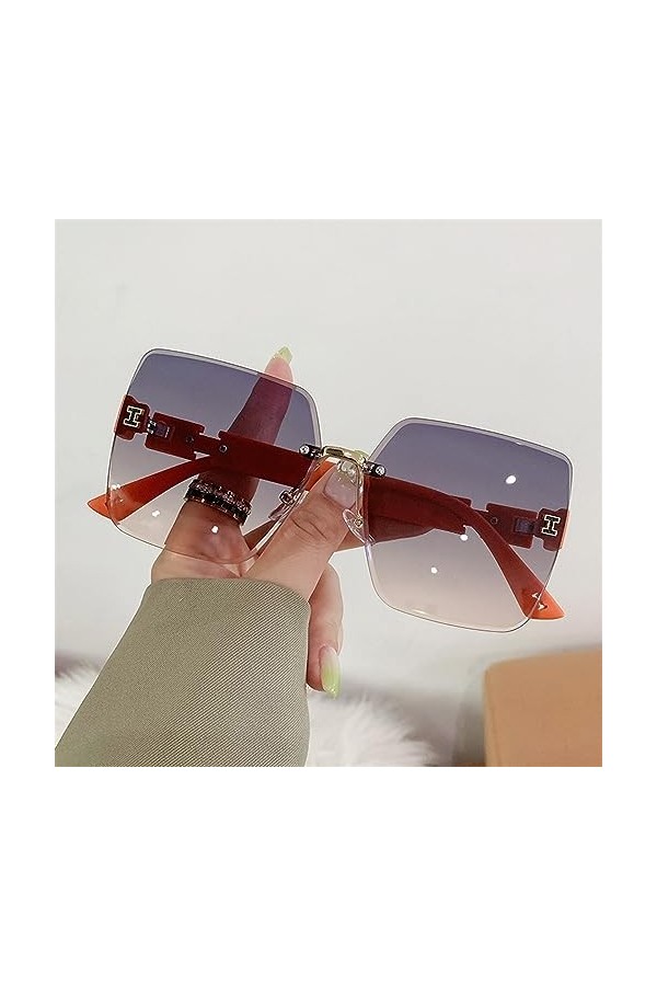 WOLWES Lunettes De Soleil À Bords Coupés sans Lunettes De Soleil for Femmes Lunettes De Soleil Anti-ultraviolets Color : 04,