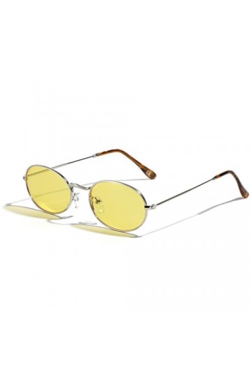 MUTYNE Lunettes de Soleil Classiques rétro Ovales en métal pour Femmes Mode Jaune Violet Nuances UV400 Hommes Tendance Lunett