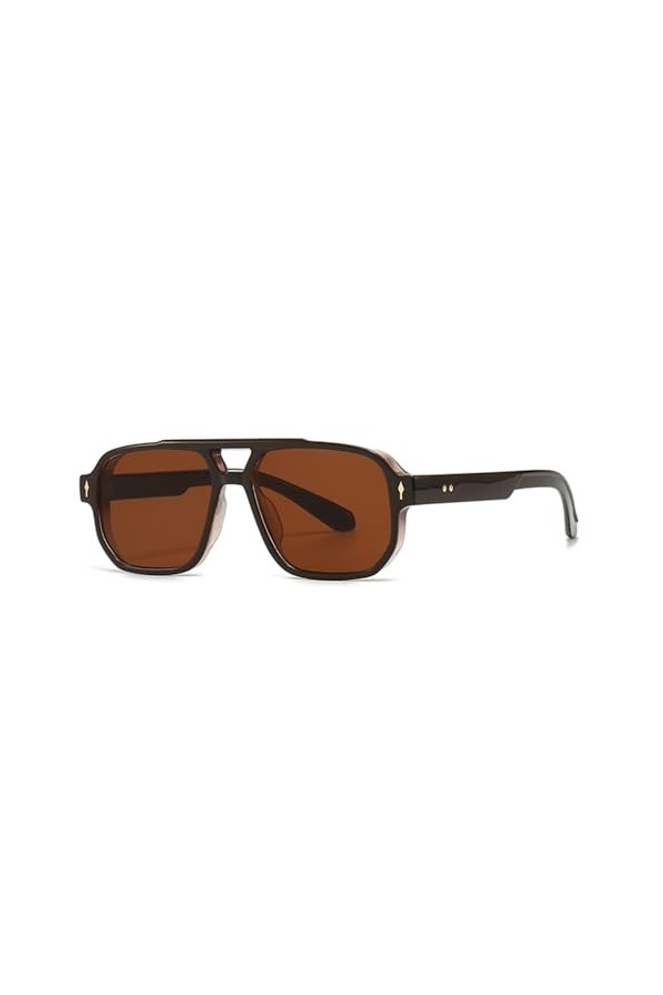 HCHES Lunettes de soleil carrées de style rétro Uv400 femmes hommes lunettes de soleil pour femmes marron noir, marron, taill