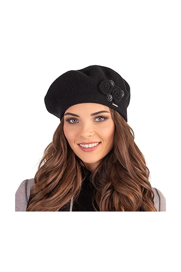VIVISENCE Bonnet Béret Élégant 7037, Noir,UNI