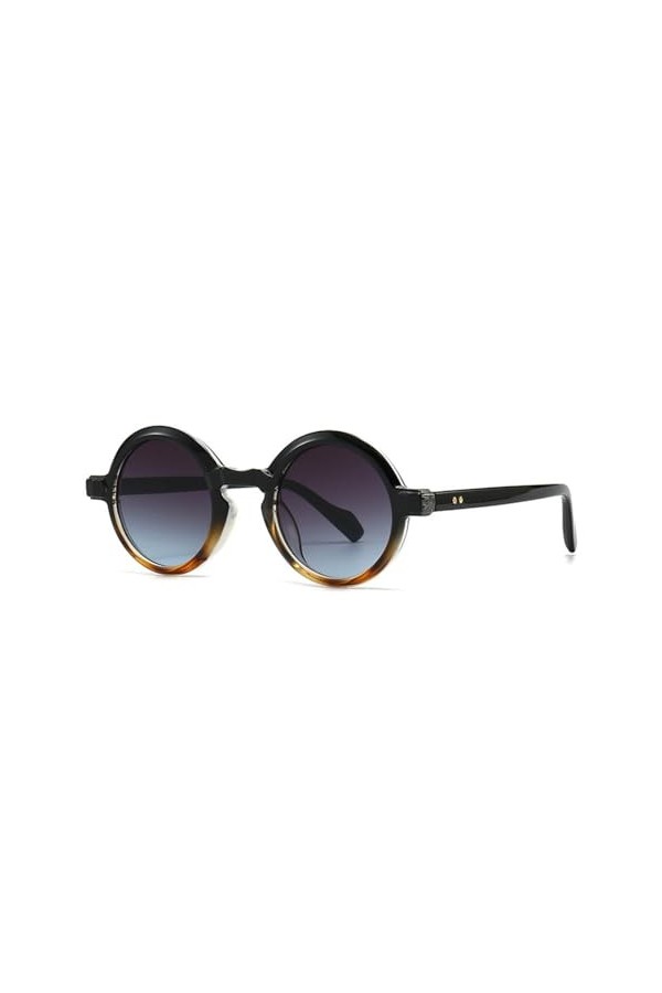 MUTYNE Lunettes de soleil rondes populaires pour femmes, rivets rétro, nuances dégradées UV400, noir léopard gris, taille uni