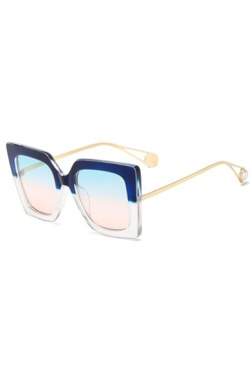 HPIRME Lunettes de soleil œil de chat surdimensionnées femme lunettes de soleil carrées en perles nuances dégradées féminines