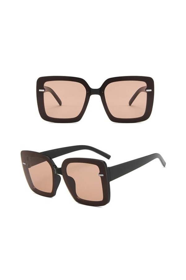 HCHES Lunettes de Soleil surdimensionnées dégradées pour Femmes Lunettes de Soleil carrées Dames Lunettes à Grande Monture UV