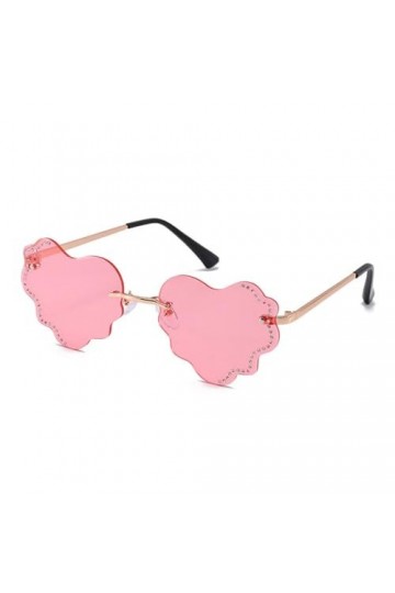 MUTYNE Lunettes de Soleil en Forme de Coeur en Cristal Femmes Luxe Doux Lunettes de Soleil sans Monture Lunettes Rouge, Rose,