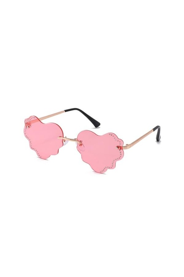 MUTYNE Lunettes de Soleil en Forme de Coeur en Cristal Femmes Luxe Doux Lunettes de Soleil sans Monture Lunettes Rouge, Rose,