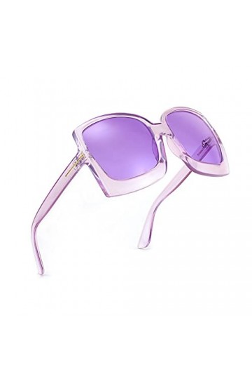 Karsaer K7075 Lunettes de soleil rondes surdimensionnées pour femme avec monture large, Verres violets transparents/violets t