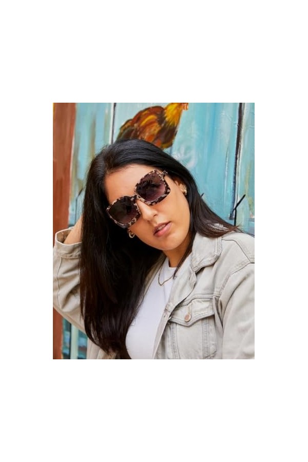 Karsaer K7075 Lunettes de soleil rondes surdimensionnées pour femme avec monture large, Verres violets transparents/violets t