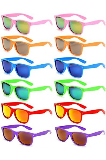 Eyegla Lot de 12 paires de lunettes de soleil colorées pour fête - Style vintage - Pour homme et femme