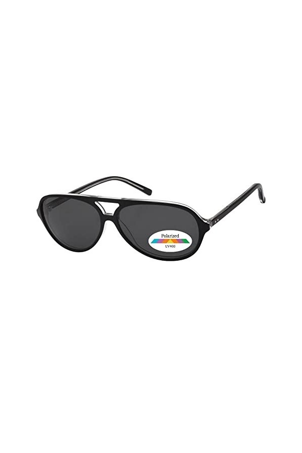 sport2people Lunettes de soleil polarisées pour homme et femme Protection UV 400, Noir , taille unique
