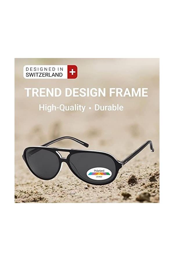 sport2people Lunettes de soleil polarisées pour homme et femme Protection UV 400, Noir , taille unique