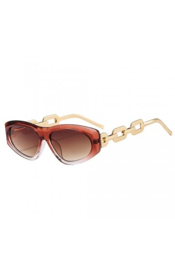 MUTYNE Mode Femmes Lunettes de Soleil Oeil de Chat Nuances UV400 Vintage Chaîne en métal Jambes Lunettes Hommes Ovale Dégradé