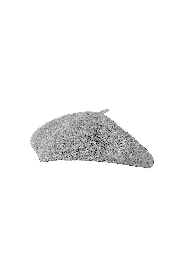 Gllutt Klong Béret en laine pour femme Style français Couleur unie, gris pâle, taille unique