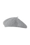 Gllutt Klong Béret en laine pour femme Style français Couleur unie, gris pâle, taille unique