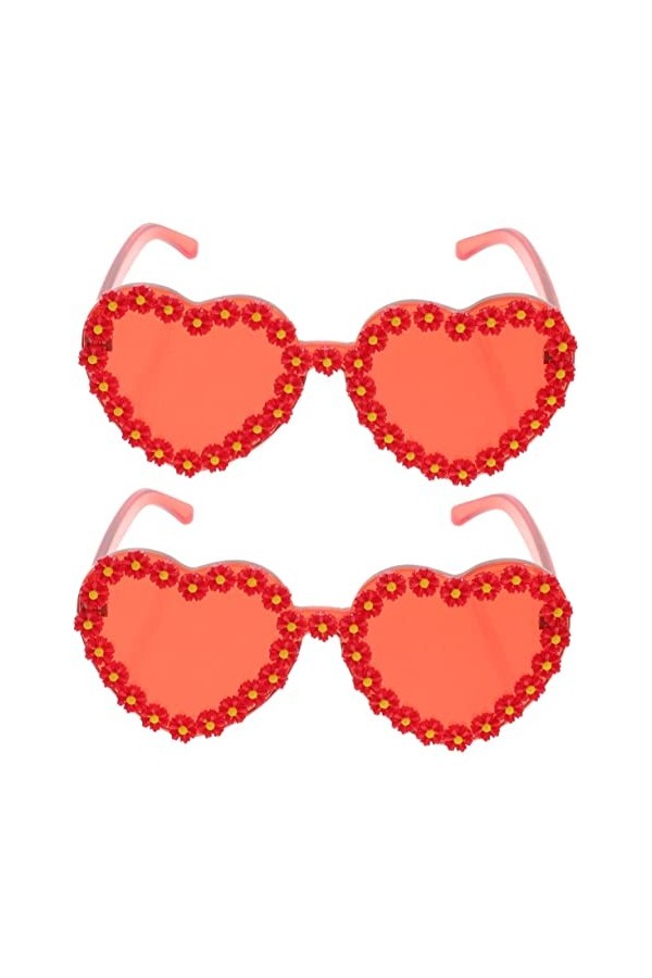 SOIMISS 2 Pièces Lunettes De Soleil Coeur Lunettes De Soleil De Quai Pour Femmes Lunettes De Soleil De Plage Dété Lunettes D