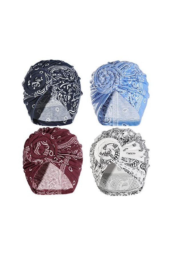 Turban extensible pour femme – Bandeau à nœud africain doux pré-noué pour femme noire, Lot de 12 couleurs, Taille unique