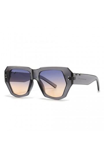 MUTYNE Rétro Polygone Oeil de Chat Femmes Lunettes de Soleil Mode Dégradé Nuances UV400 Hommes Tendance Rivets Lunettes de So