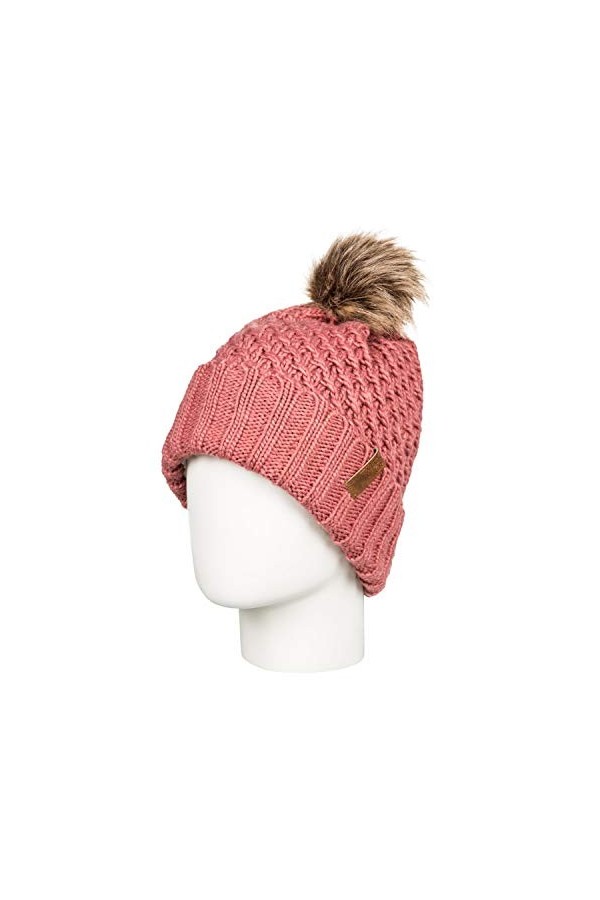 Roxy Blizzard-Bonnet à Pompon Femme, Rose dusty rose , Taille Unique