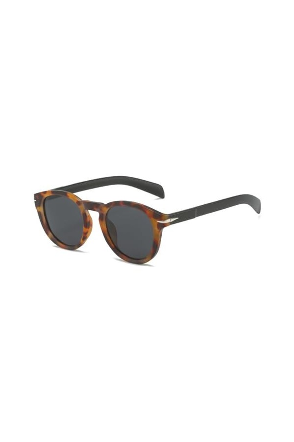 MUTYNE Lunettes de Soleil Rondes rétro pour Hommes Nuances UV400 Mode Bleu Vert Femmes Rivets Lunettes de Soleil, Gris Léopar