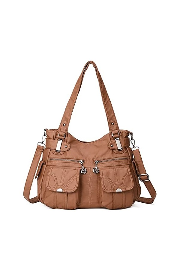 FANDARE Grand Sacs Portés Epaule Femme Sac Bandoulieres Sacoche Étanche Cuir PU pour Achats Fête École Voyage Crossbody Hobo 