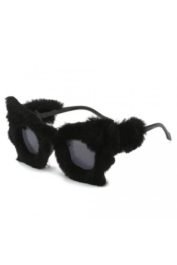 HCHES Lunettes de Soleil en Fourrure Douce Femmes Lunettes de Soleil Multicolores faites à la Main Femme Lunettes Oeil de Cha