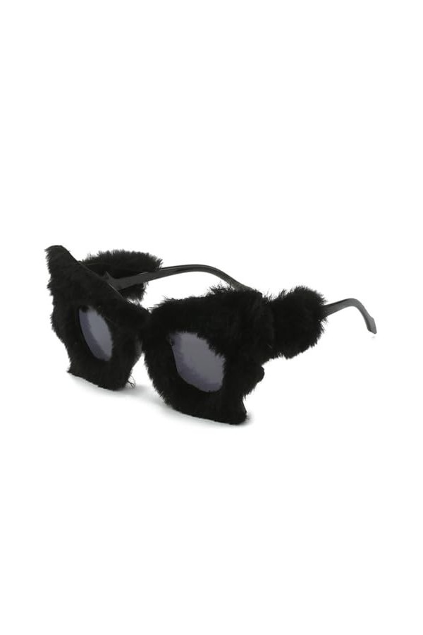 HCHES Lunettes de Soleil en Fourrure Douce Femmes Lunettes de Soleil Multicolores faites à la Main Femme Lunettes Oeil de Cha