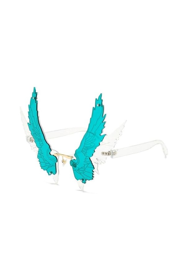 MUTYNE Lunettes de Soleil à Ailes de Mode Femmes Vintage Steampunk Lunettes de Soleil sans Monture Femme Océan Lentille Lunet