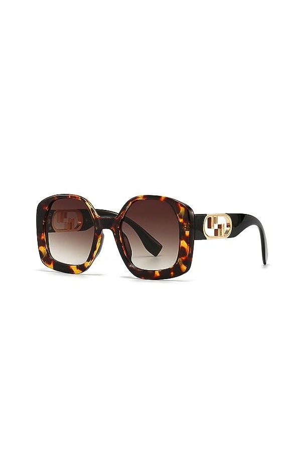 HCHES Lunettes de Soleil carrées pour Femmes Vintage Punk Lunettes de Soleil surdimensionnées pour Hommes Nuances UV400 Lunet