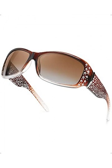 LVIOE Lunette de Soleil Femme Polarisée-Grande, Vintage Lunettes Anti Reflet UV Protection