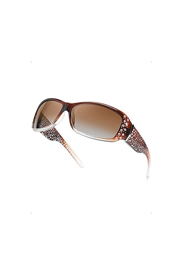 LVIOE Lunette de Soleil Femme Polarisée-Grande, Vintage Lunettes Anti Reflet UV Protection