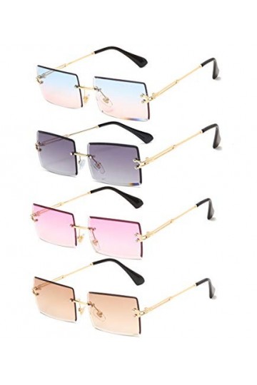 Long Keeper Lunettes de Soleil Rectangulaires sans Monture UV400 Lunettes Carrées sans Cadre Anti-éblouissement pour Les Femm