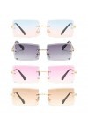 Long Keeper Lunettes de Soleil Rectangulaires sans Monture UV400 Lunettes Carrées sans Cadre Anti-éblouissement pour Les Femm