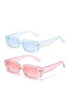 RUNHUIS Lunettes de soleil rectangulaires rétro pour homme et femme, Bleu + rose.