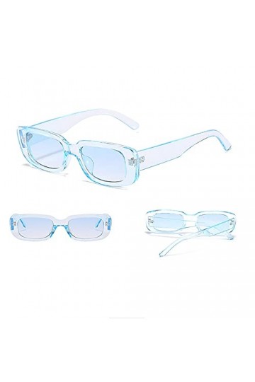 RUNHUIS Lunettes de soleil rectangulaires rétro pour homme et femme, Bleu + rose.