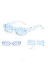 RUNHUIS Lunettes de soleil rectangulaires rétro pour homme et femme, Bleu + rose.