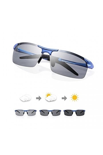 TJUTR Homme Lunette De Soleil Photochromiques Polarisées Conduite Pêche Golf Eyewear 100% UVA UVB Protection Gris/Gris sport