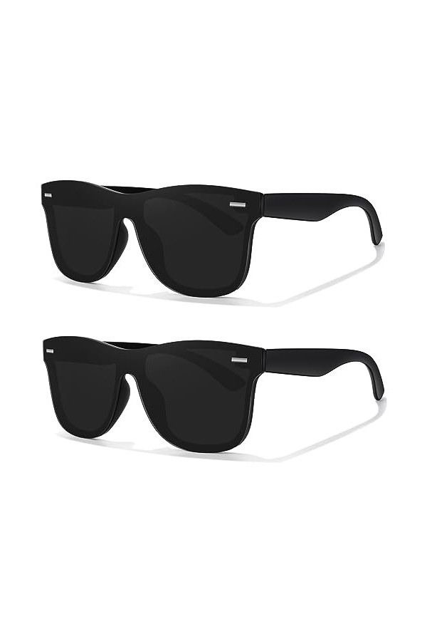 LINVO Lunettes de Soleil Homme Femme Polarisées Mode,Abat-jour Plats Seule Pièce Conduite Pêche Protection UV
