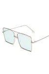 HAOMAO Vintage Lunettes de Soleil carrées surdimensionnées pour Femmes Hommes personnalité en métal lentille Claire Lunettes 